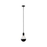 Suspension noire avec verre semi-transparent et câble noir pour éclairage intérieur moderne