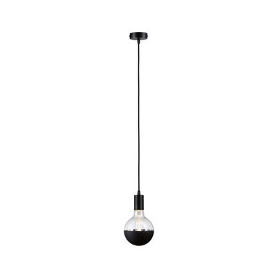 Suspension noire avec verre semi-transparent et câble noir pour éclairage intérieur moderne