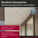 Blendfreie Aluminium-Einbauleuchte in Schwarz für Feuchträume mit IP44 Schutz und modernem Design