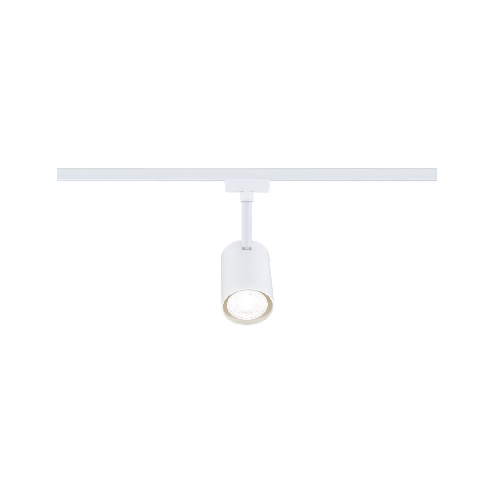 Modern white metal LED spotlight for track system with focused lighting