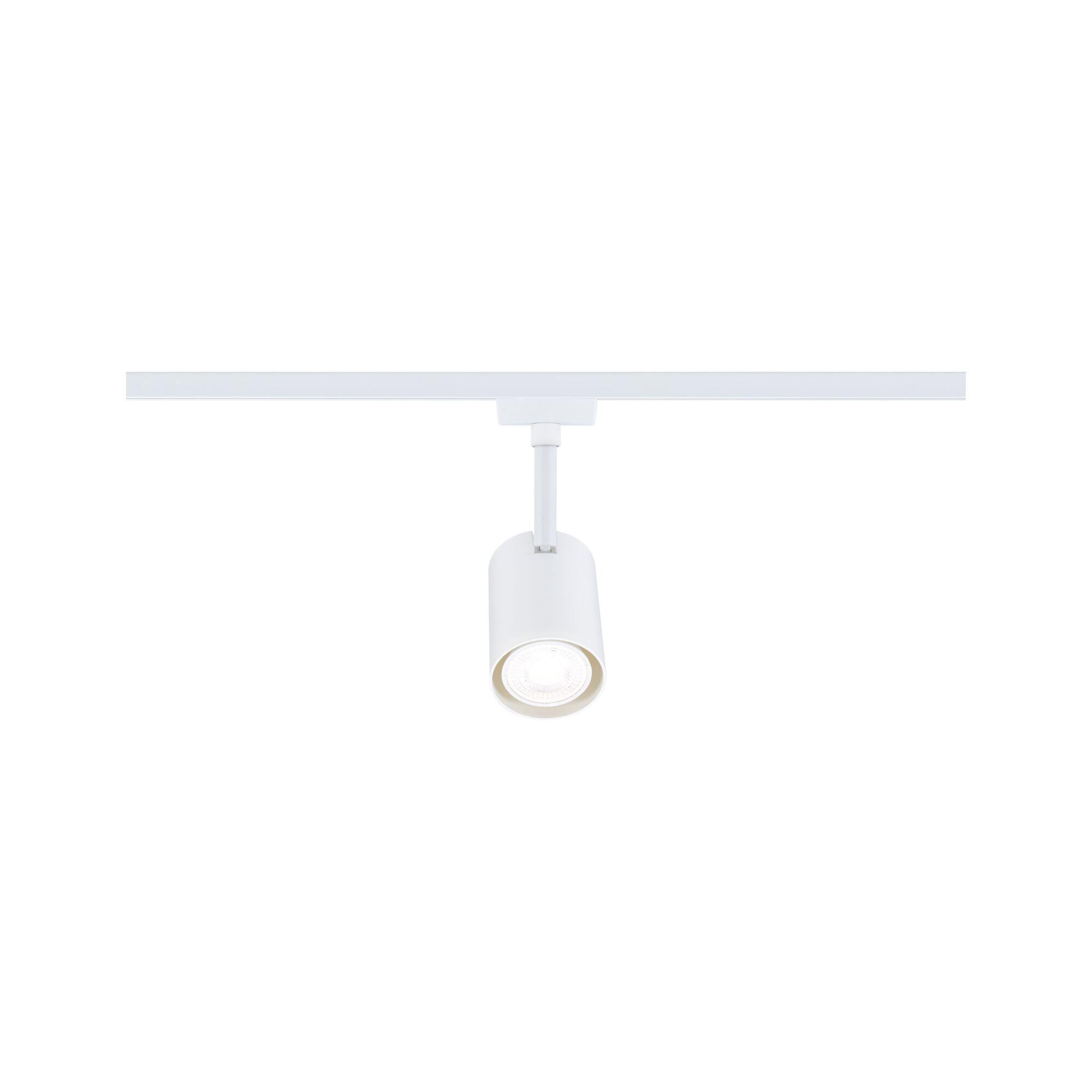 Modern white metal LED spotlight for track system with focused lighting