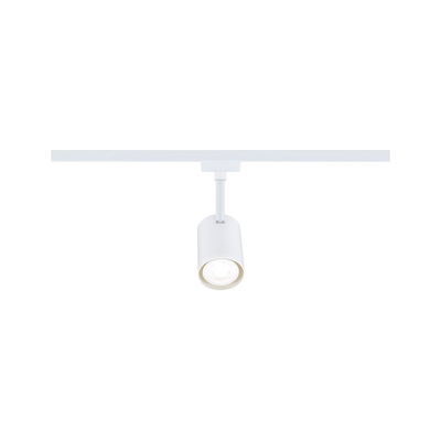 Modern white metal LED spotlight for track system with focused lighting