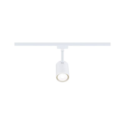 Witte metalen LED-spot op railsysteem voor flexibele binnenverlichting