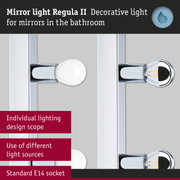 Mirror light Regula II with chrome mount and E14 socket for bathroom lighting