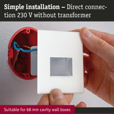 White socket with simple installation and direct 230 V connection without transformer