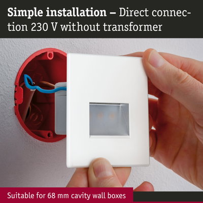 White socket with simple installation and direct 230 V connection without transformer