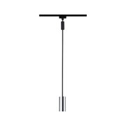 Suspension moderne avec câble noir et boîtier métallique chromé pour éclairage LED intérieur