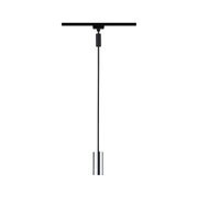 Moderner Pendelleuchte mit schwarzem Kabel und chromfarbenem Metallgehäuse für LED-Beleuchtung