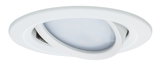 White plastic recessed spotlight with adjustable light output for flexible room lighting