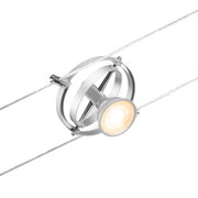 Silberne LED-Seilstrahler mit Metallringen und warmweißem Licht für moderne Raumbeleuchtung
