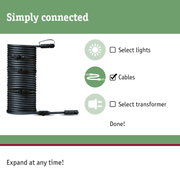 Black connection cable with connectors for modular lighting system, flexible light installation accessory