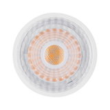 Witte LED-spot met oranje lichtbron en transparante kunststof reflector voor binnenverlichting