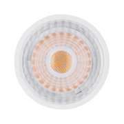 White LED spotlight with orange light source and clear plastic reflector for indoor lighting solutions