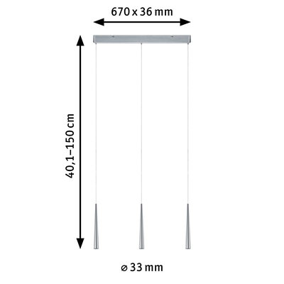 Three-light pendant lamp in brushed aluminum with adjustable height and slim modern design