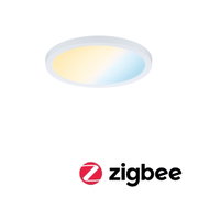 Rundes LED-Deckenlicht mit weißem Rahmen und warmweißem bis kaltweißem Licht für smarte Beleuchtung