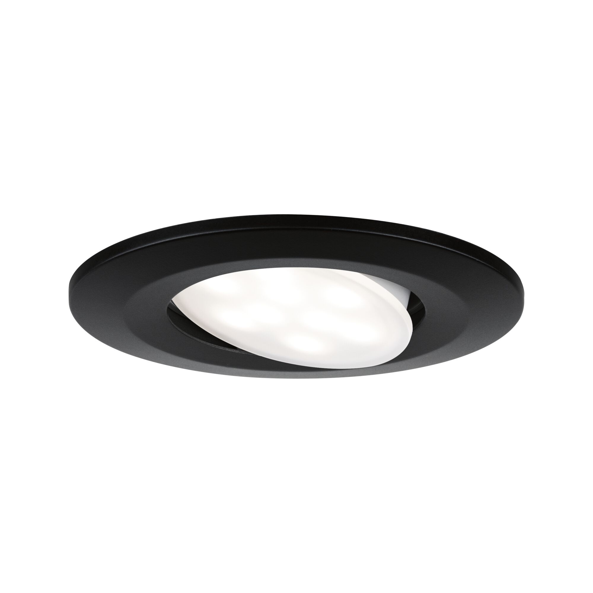 Sort LED-indbygningslampe med hvid plastdiffuser til moderne rumbelysning