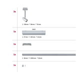 Set van drie witte LED-spotlights met zilveren rail en accessoires voor flexibele verlichtingssystemen