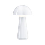 Modern white plastic table lamp with mushroom-shaped shade for stylish lighting