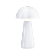 Moderne weiße Tischlampe aus Kunststoff mit pilzförmigem Schirm für stilvolle Beleuchtung