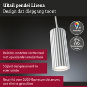 Moderne witte URail pendel Lirena met lamellenlook en GU10 lampfitting