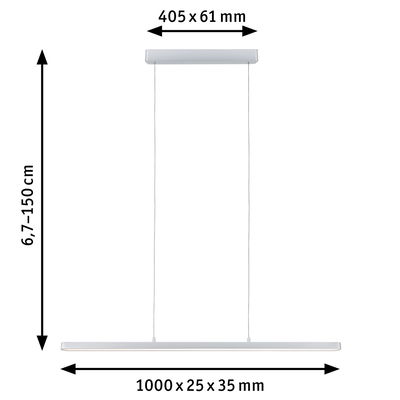 Weiße LED-Pendelleuchte aus Metall mit verstellbarer Höhe und schlankem Design für moderne Beleuchtung