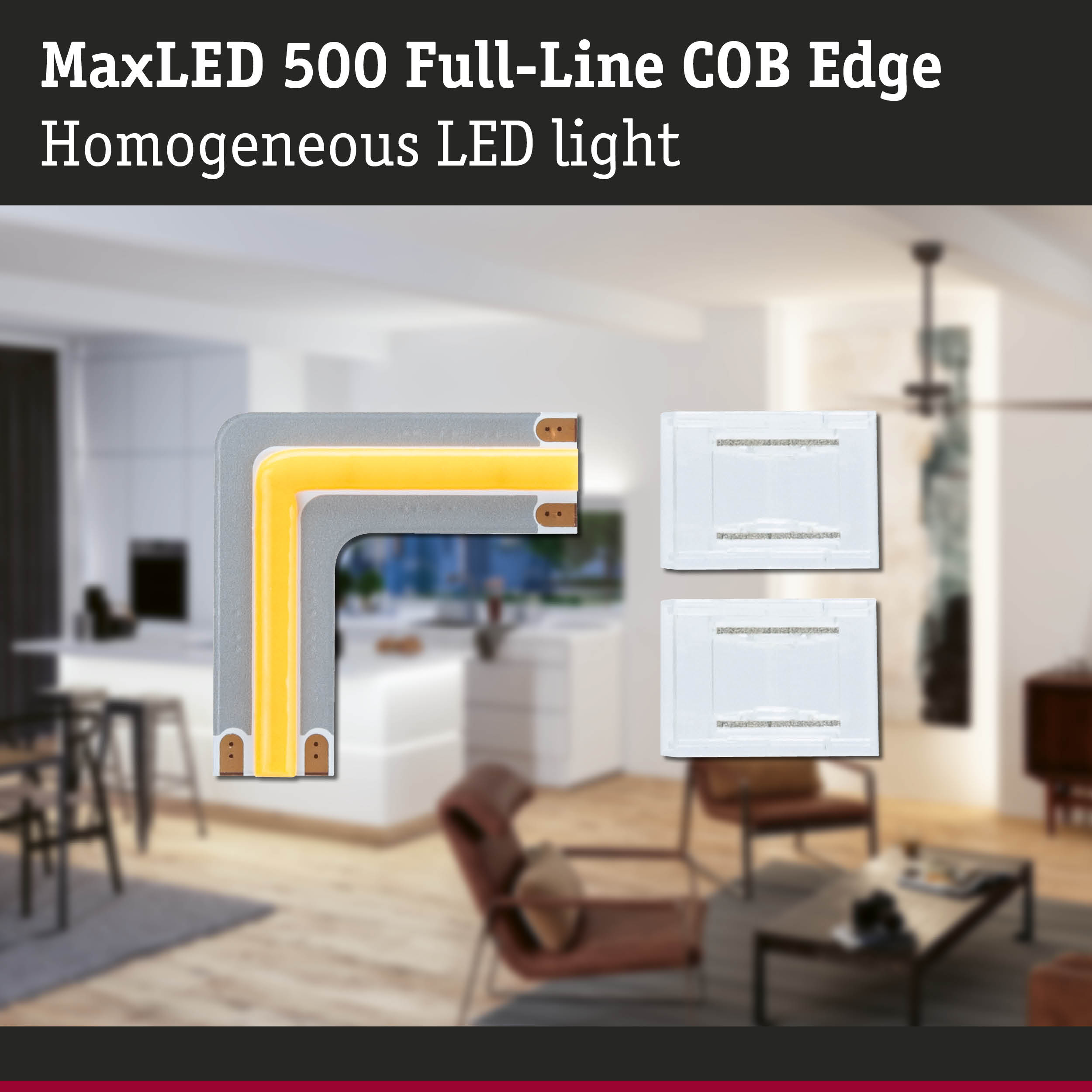 MaxLED 500 Full-Line COB Edge LED light with homogeneous illumination for modern indoor lighting