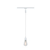 White pendant light with clear bulb design and white cable for modern indoor lighting