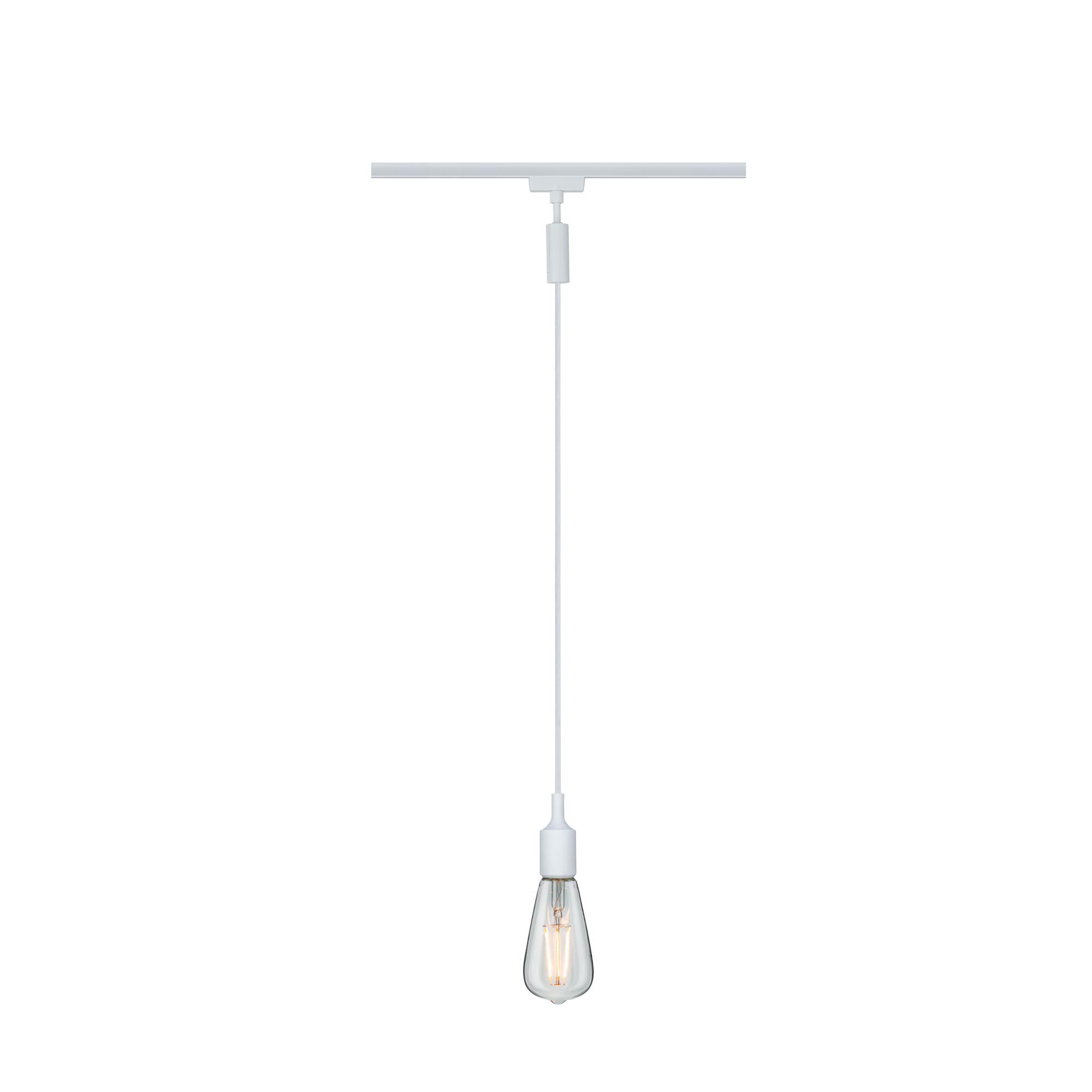 White pendant light with glass bulb and metal fitting, minimalist design for modern home lighting
