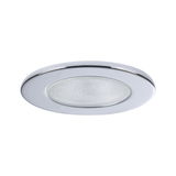 Round recessed light panel in white plastic with textured glass cover for LED lighting