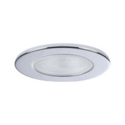 Round recessed light panel in white plastic with textured glass cover for LED lighting