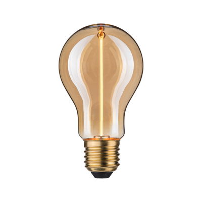 LED-lamp met amberkleurig glas en gouden voet voor sfeervolle decoratieve verlichting