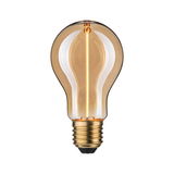 LED-lamp met amberkleurig glas en gouden voet voor sfeervolle decoratieve verlichting