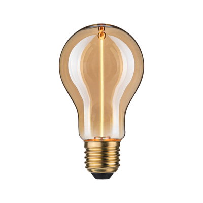 LED-Glühbirne mit bernsteinfarbenem Glas und goldfarbenem Sockel für dekorative Beleuchtung
