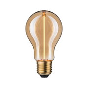 LED bulb with amber glass and gold base for decorative lighting and warm ambiance