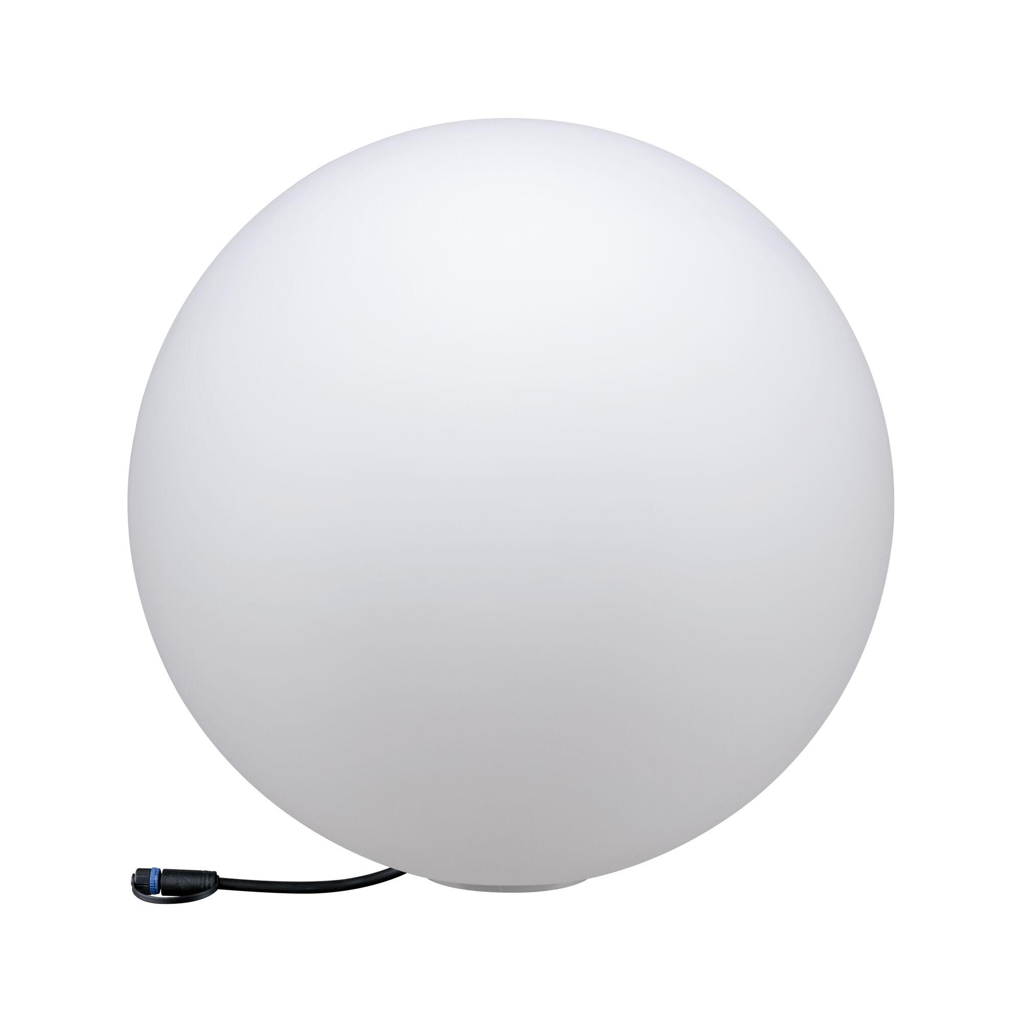 Round white LED light made of plastic with cable connection for modern indoor lighting