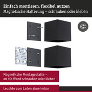 Schwarze magnetische Montageplatte mit Schrauben und Klebefläche für flexible Wandbefestigung