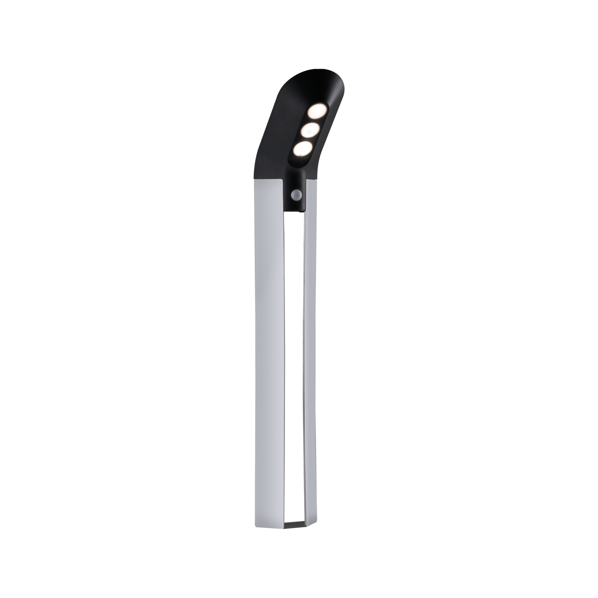 Solar LED-bolderlamp Soley Bewegingsmelder IP44 3000K 42lm Antraciet Moderne zilverkleurige aluminium LED-buitenlamp met zwarte kap en bewegingssensor