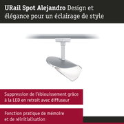 Spot URail Alejandro LED argenté moderne avec diffuseur anti-éblouissement et fonction mémoire