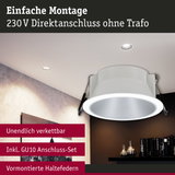 Weißer LED-Einbaustrahler mit einfacher Montage und 230V Direktanschluss ohne Trafo für Wohnräume