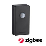 Zwarte kunststof bewegingssensor met Zigbee voor slimme lichtbediening en automatisering