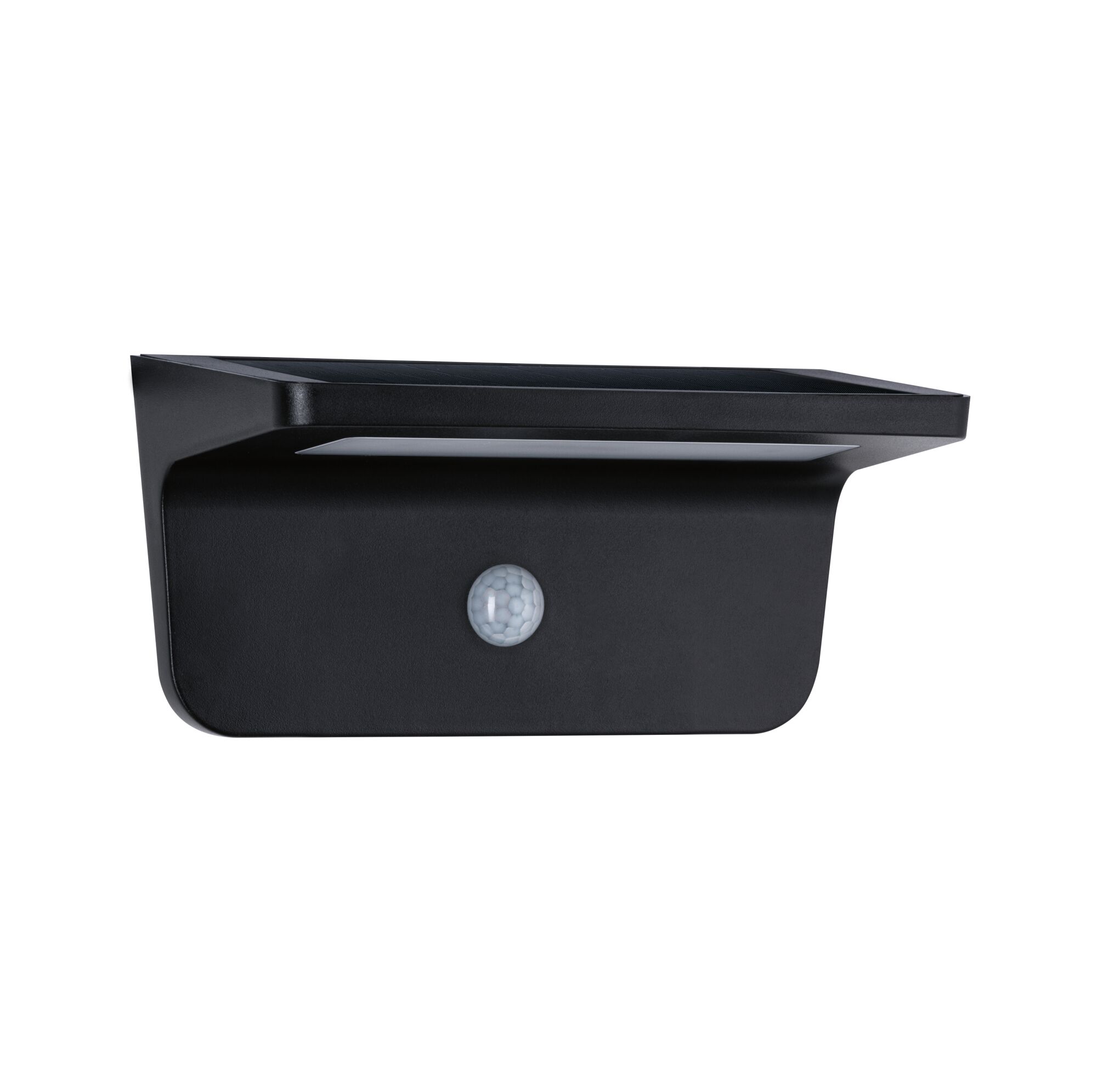 Black plastic LED wall light with motion sensor for outdoor lighting and security use