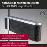 Nachhaltige Wohnraumleuchte mit 100% recyceltem Filz in Schwarz und Aluminium für umweltfreundliche Beleuchtung
