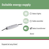 Aluminium transformer with cable for LED lighting, suitable for energy-efficient light systems