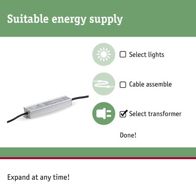 Silver aluminium LED driver with black cable for energy-efficient lighting solutions