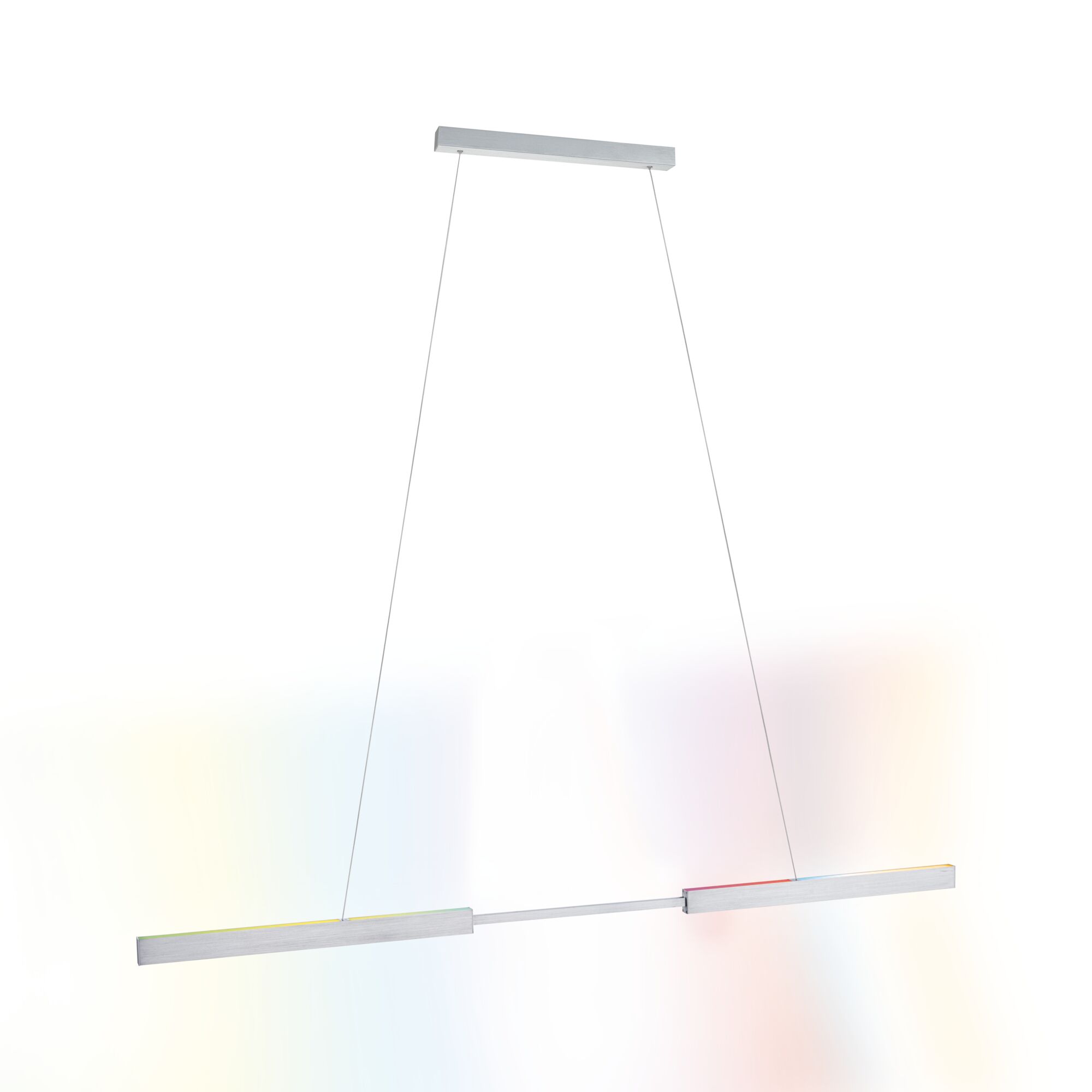 Moderne LED-hanglamp van geborsteld aluminium met gekleurde lichtaccenten voor woonkamerverlichting