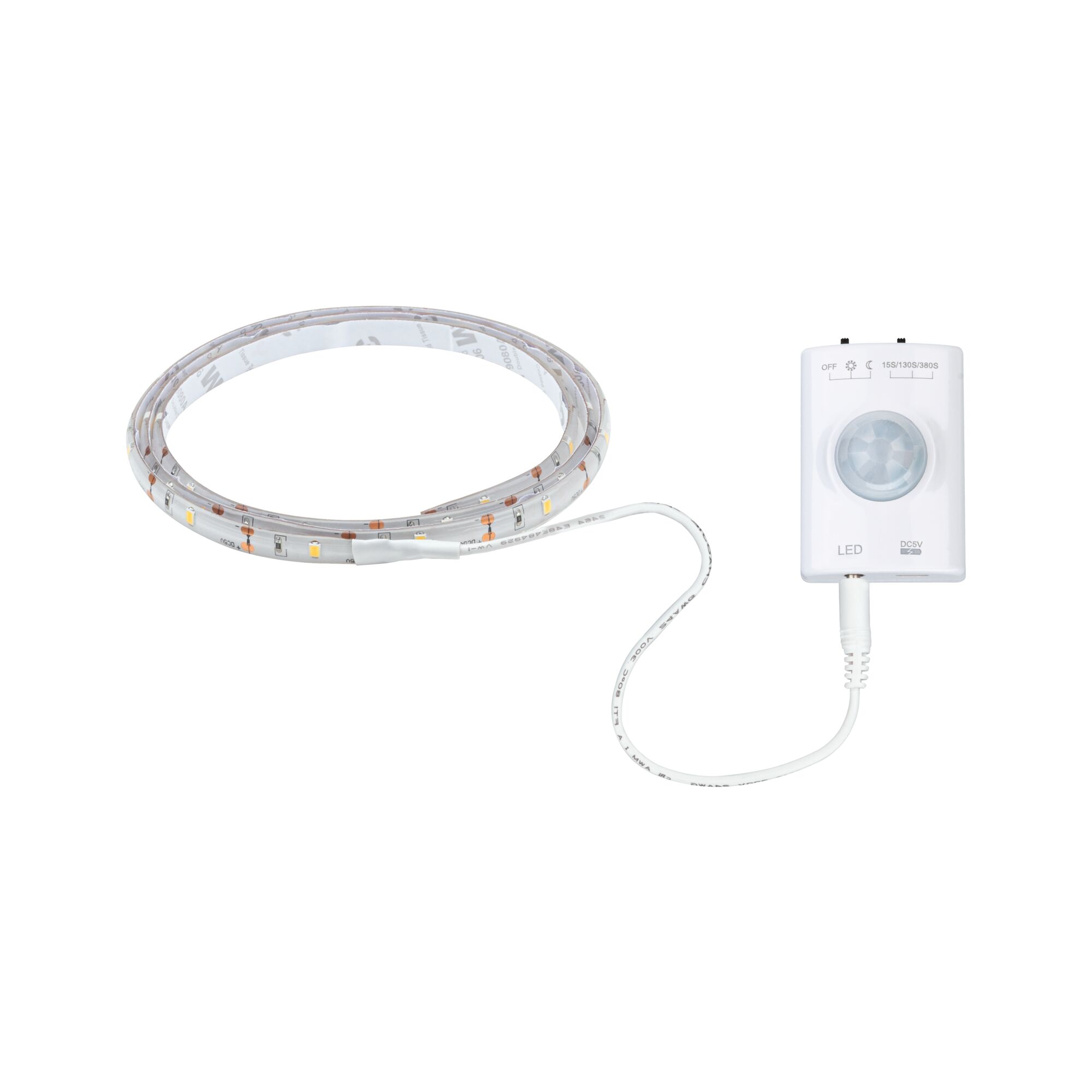 White LED strip light with motion sensor for energy-efficient room lighting