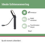 Zwarte LED-buitenlamp met kabelverbinding voor eenvoudige montage en uitbreidbare verlichting