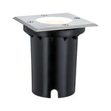 Square recessed floor spotlight with stainless steel and black plastic for outdoor lighting