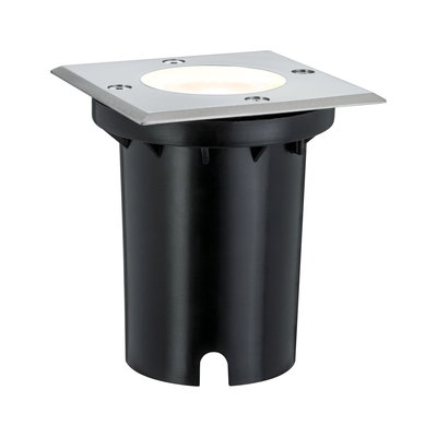 Square recessed floor spotlight with stainless steel and black plastic for outdoor lighting