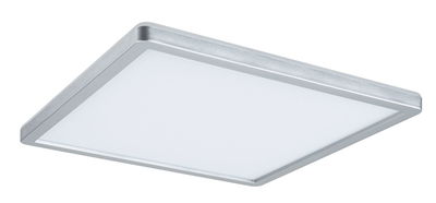 Plafonnier LED carré plat en aluminium argenté avec diffuseur blanc pour éclairage intérieur